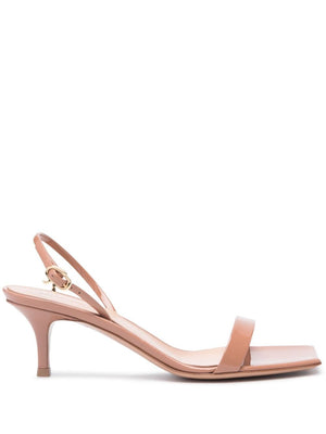 GIANVITO ROSSI Effortless Elegance: Beige Leather Sandals with High Stiletto Heels for Women