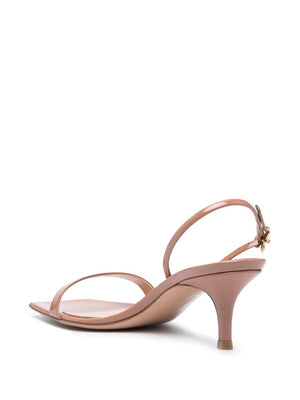 GIANVITO ROSSI Effortless Elegance: Beige Leather Sandals with High Stiletto Heels for Women