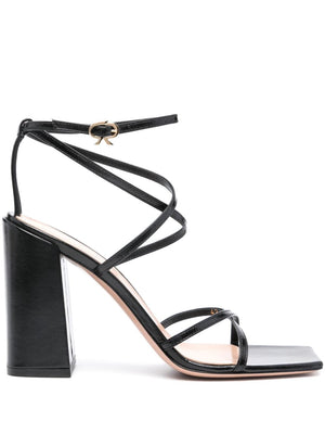 GIANVITO ROSSI Square Toe Leather Sandals with High Block Heels for Women