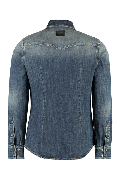 DOLCE & GABBANA Timeless Collared Button-Up Denim Shirt for Men