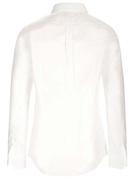 DOLCE & GABBANA Men's Classic White Cotton Shirt with Ribbed Trim by D&G