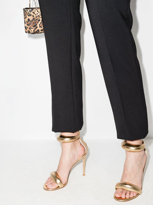 GIANVITO ROSSI Golden Bijoux Leather Heel Sandals