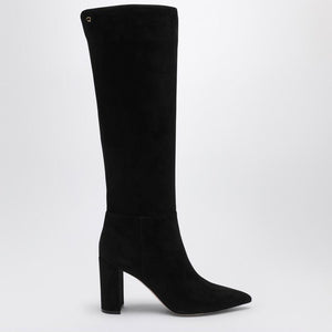 GIANVITO ROSSI Elegant Piper 85 Black Suede Knee-High Boots