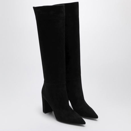 GIANVITO ROSSI Elegant Piper 85 Black Suede Knee-High Boots