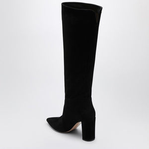 GIANVITO ROSSI Elegant Piper 85 Black Suede Knee-High Boots