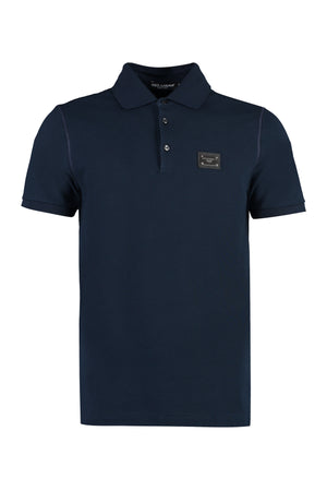 DOLCE & GABBANA Blue Short Sleeve Cotton Polo Shirt for Men - FW23 Collection