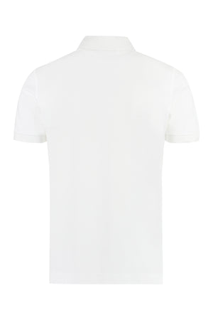 DOLCE & GABBANA Men's White Cotton Polo Shirt with Front Logo Patch and Ribbed Collar & Sleeves