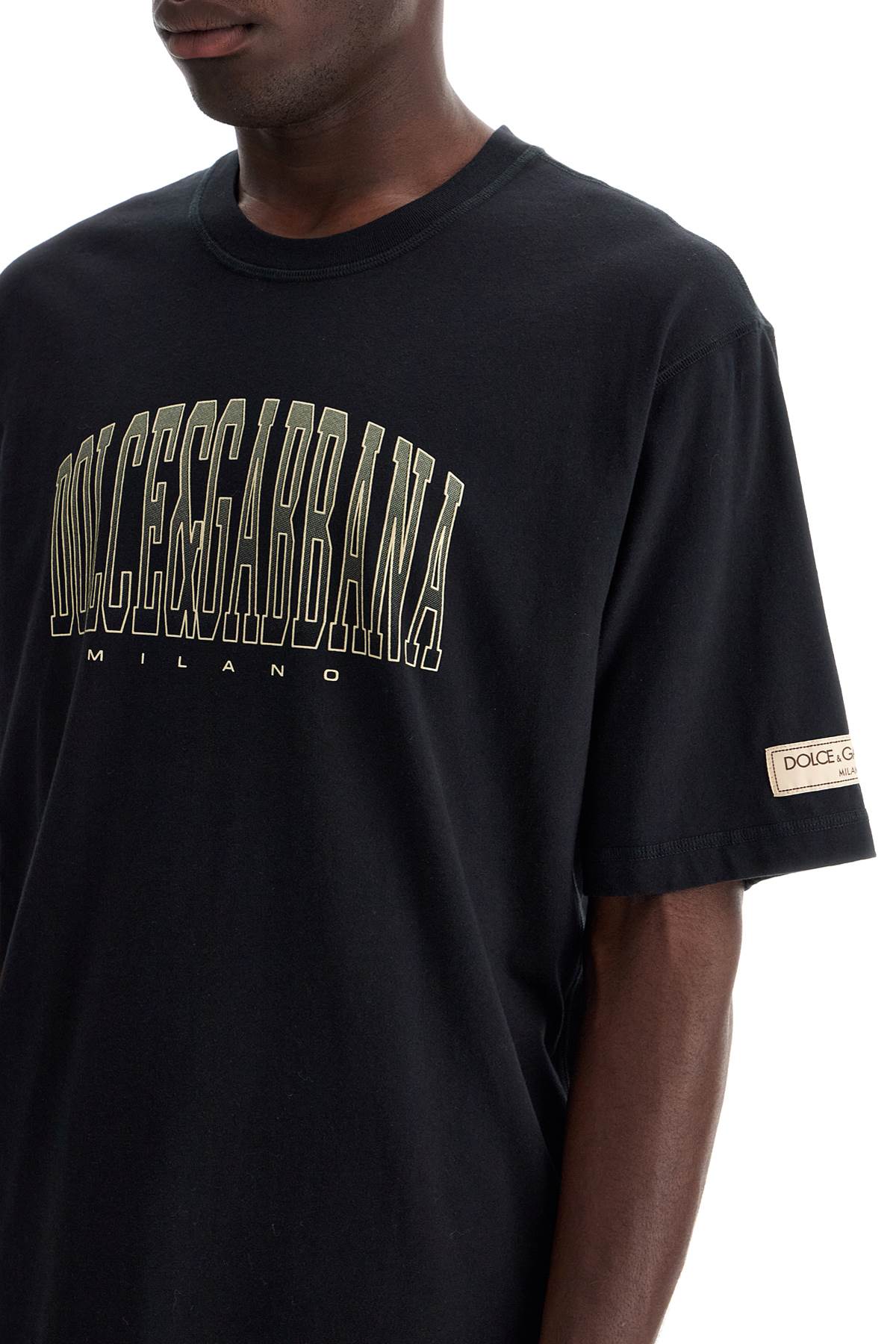 DOLCE & GABBANA Logo Print Crew Neck Cotton T-shirt