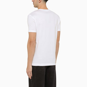 DOLCE & GABBANA Men's White Cotton T-Shirt with Ribbed Neckline