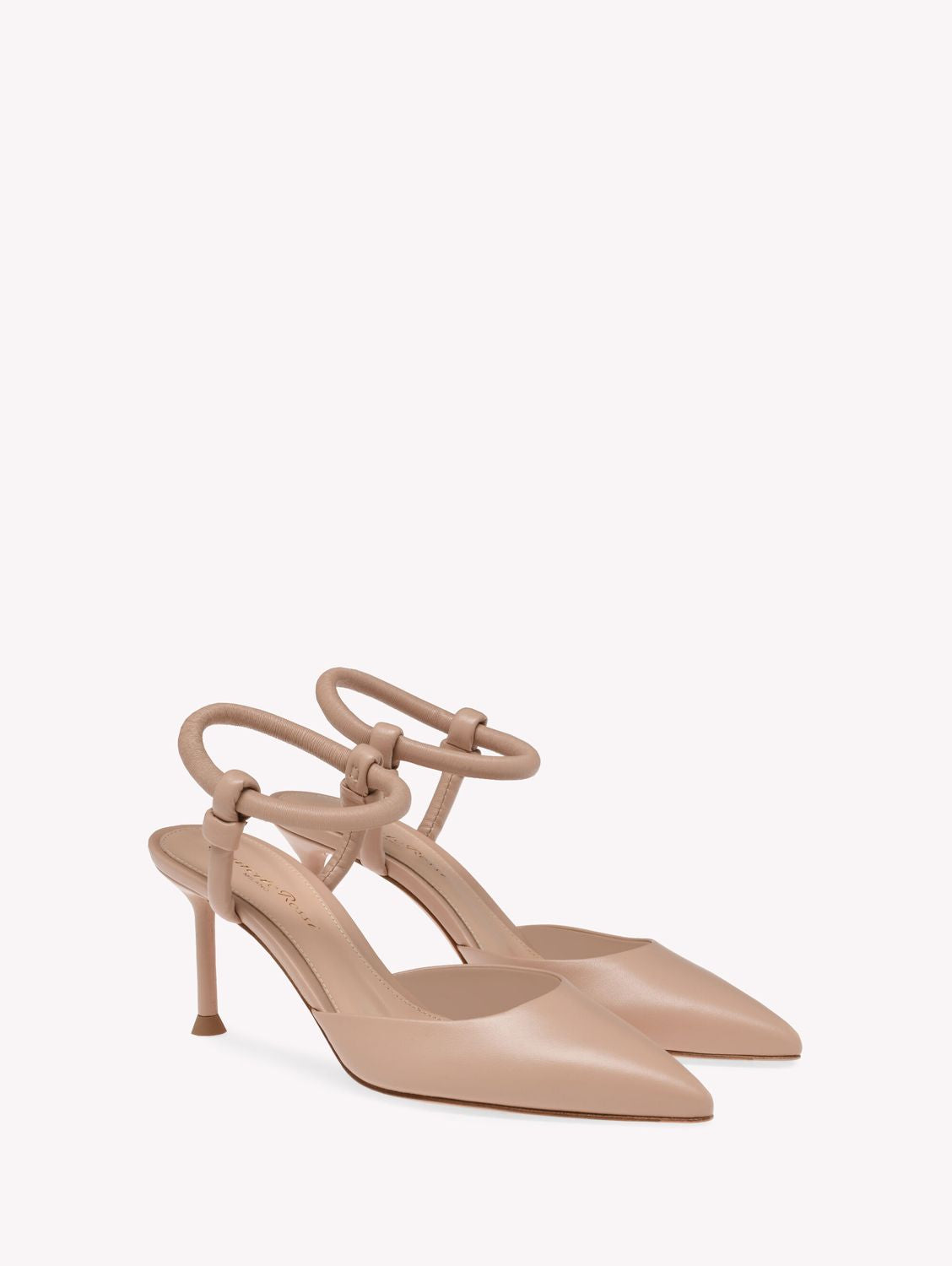 GIANVITO ROSSI Peach Pea D'Orsay Leather Pumps