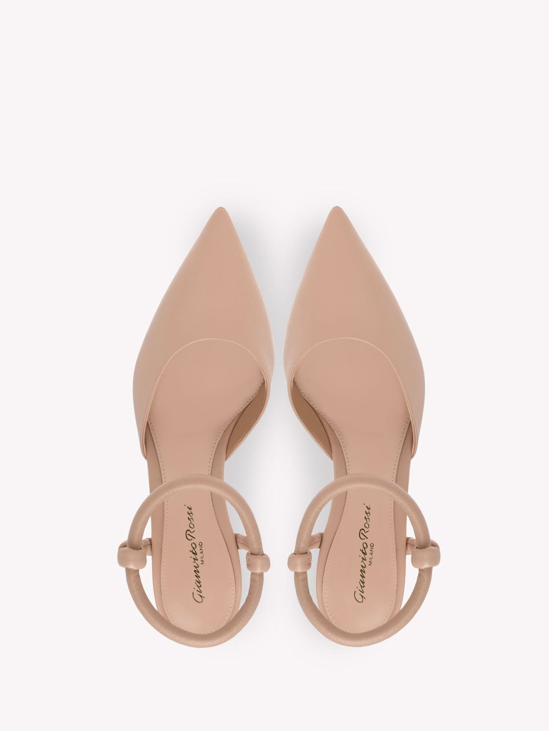 GIANVITO ROSSI Peach Pea D'Orsay Leather Pumps