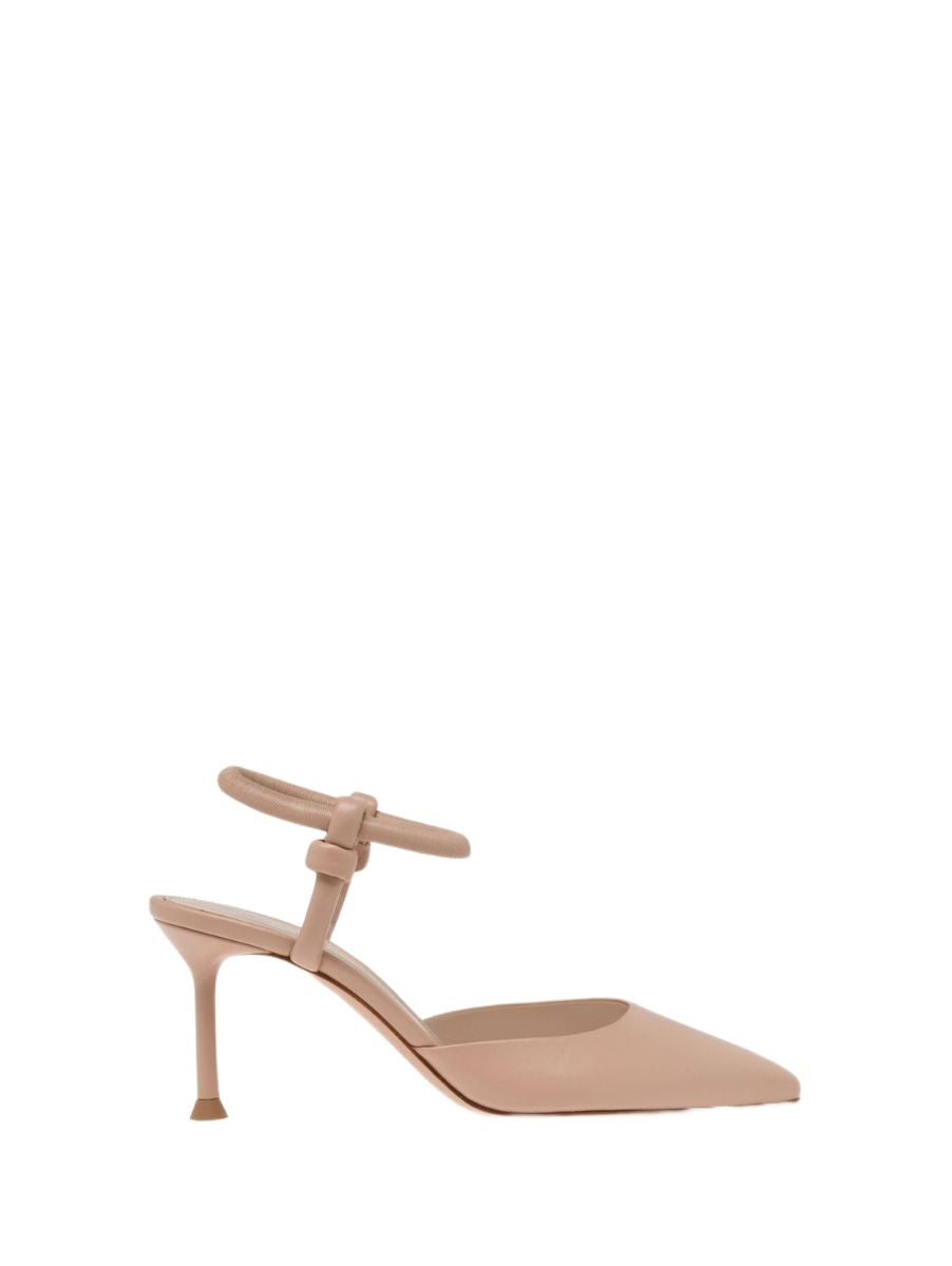 GIANVITO ROSSI Peach Pea D'Orsay Leather Pumps