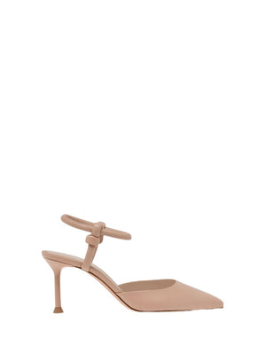 GIANVITO ROSSI Peach Pea D'Orsay Leather Pumps