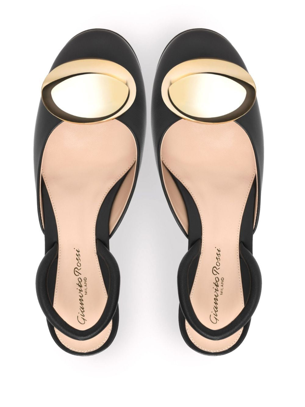 GIANVITO ROSSI Elegant Round Toe Pumps with Gold Accents - 45MM Heel