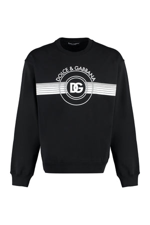 DOLCE & GABBANA Black Cotton Crew-Neck Sweatshirt for Men