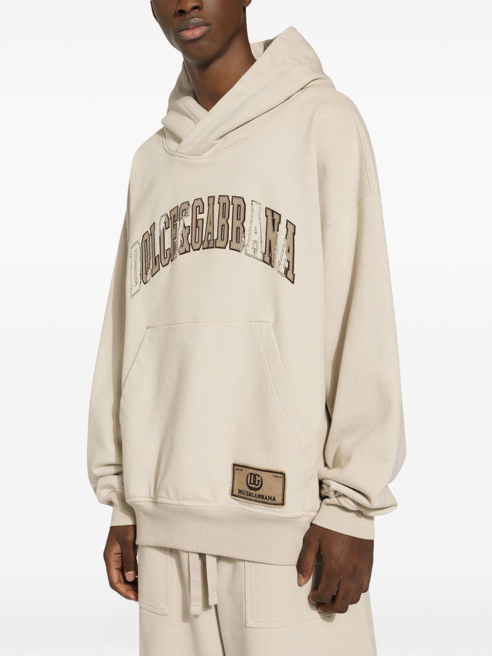 DOLCE & GABBANA Luxury Beige Cotton Hoodie