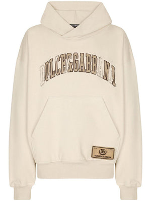 DOLCE & GABBANA Luxury Beige Cotton Hoodie