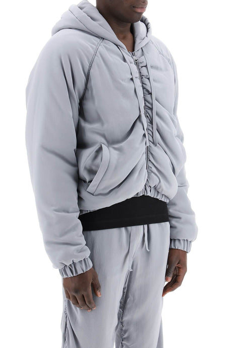 DOLCE & GABBANA Grey Cropped Silk Bomber Jacket