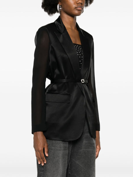 PINKO Elegant Satin Jacket with Sheer Sleeves