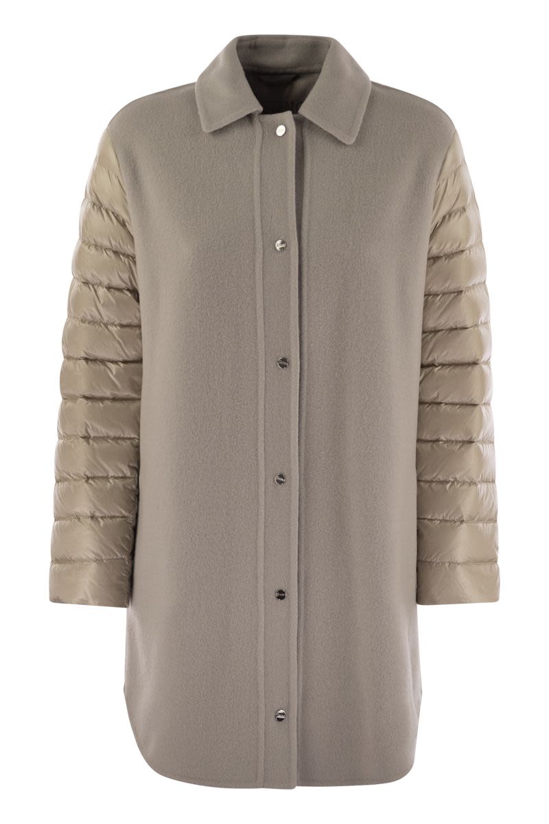 HERNO Luxury Wool-Blend Jacket with Quilted Down Sleeves