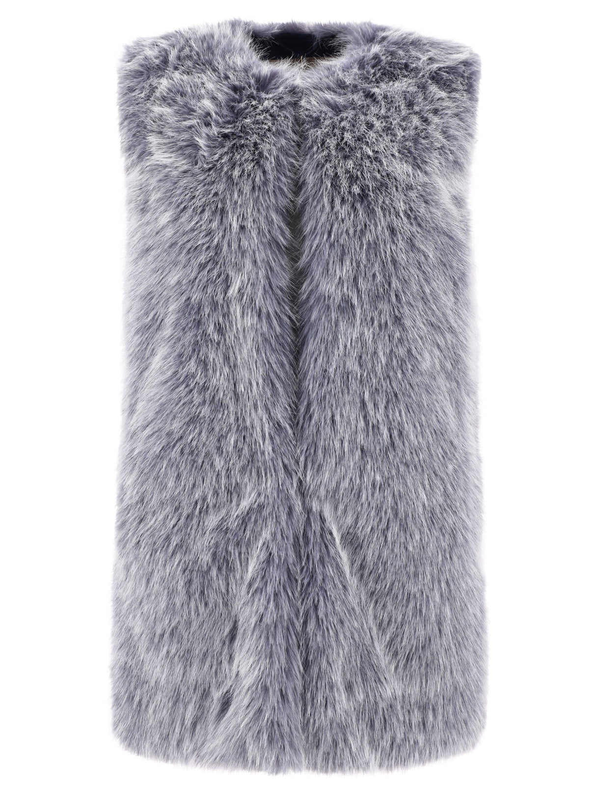 HERNO Luxurious Light Blue Faux Fur Vest