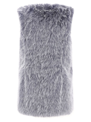 HERNO Luxurious Light Blue Faux Fur Vest