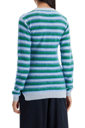 MARNI Striped Wool Crewneck Sweater with Mohair Accents