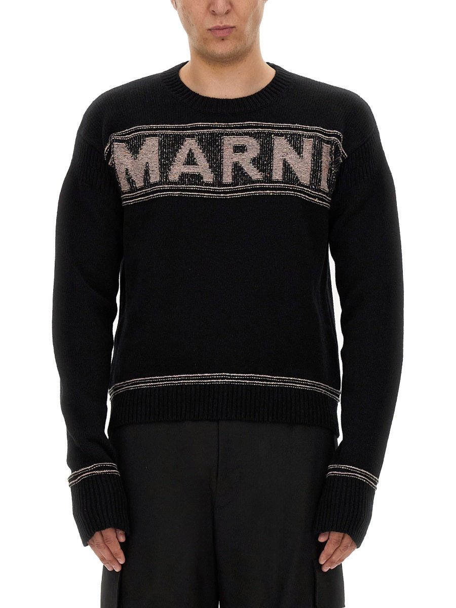 MARNI Men's Regular Fit Logo Knit T-Shirt - Size L