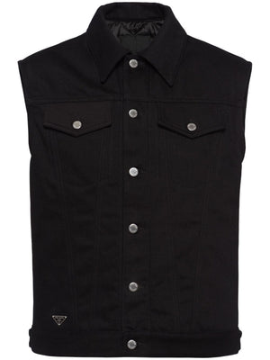 PRADA Men's Black Denim Gilet - Classic with a Modern Twist