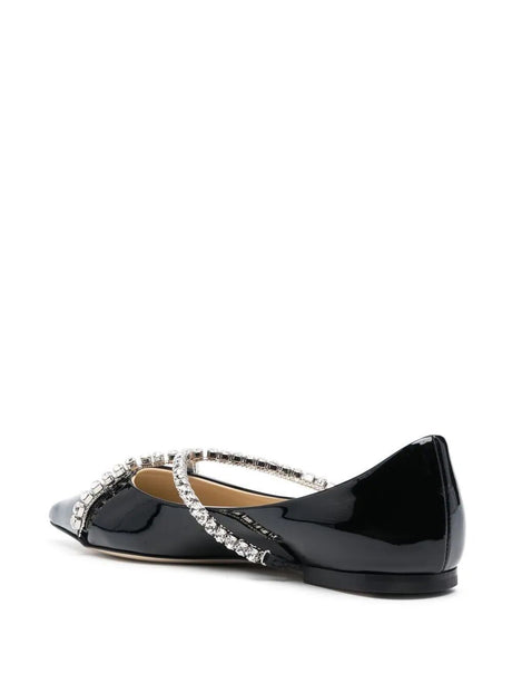 JIMMY CHOO Elegant Black Patent Leather Ballerina Flats for Women - SS24 Collection