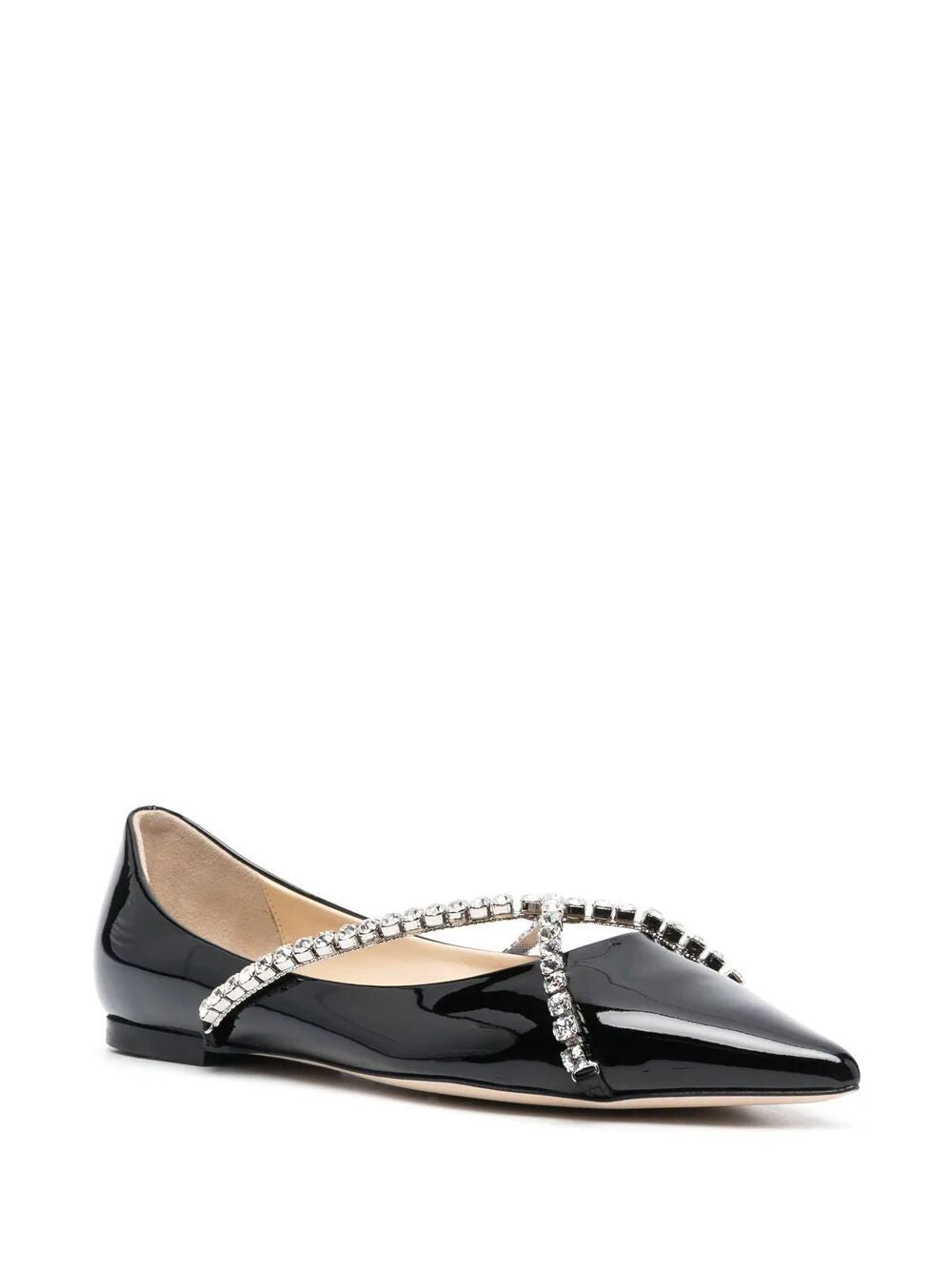 JIMMY CHOO Elegant Black Patent Leather Ballerina Flats for Women - SS24 Collection