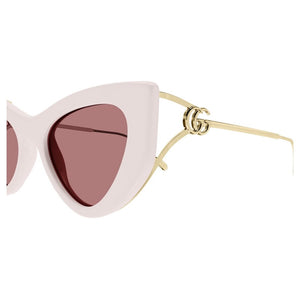 GUCCI Elegant Ivory Acetate Sunglasses with Red Lens