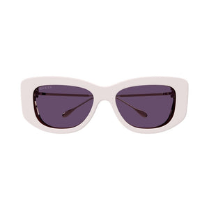 GUCCI Chic Ivory Acetate Sunglasses with Violet Lenses