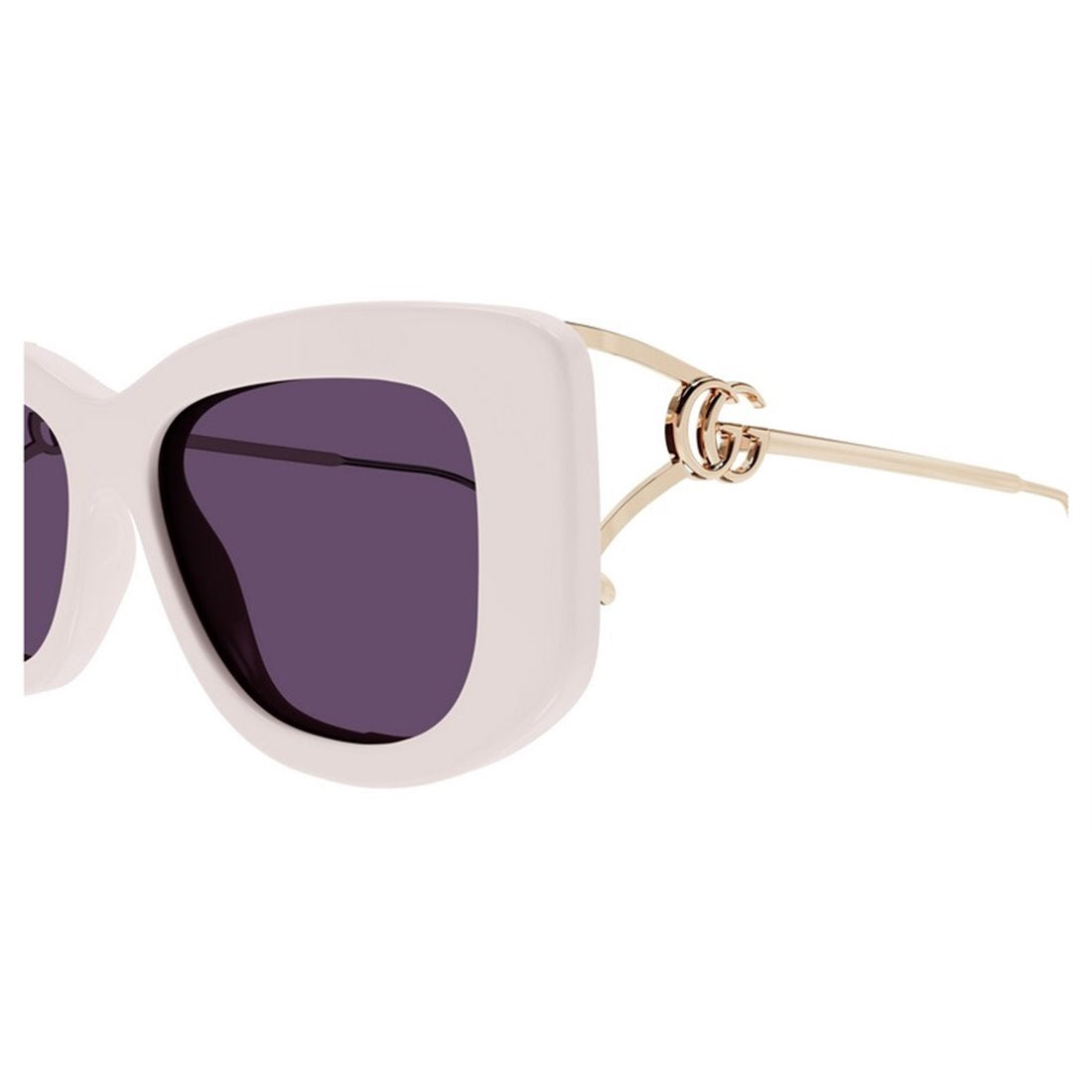 GUCCI Chic Ivory Acetate Sunglasses with Violet Lenses