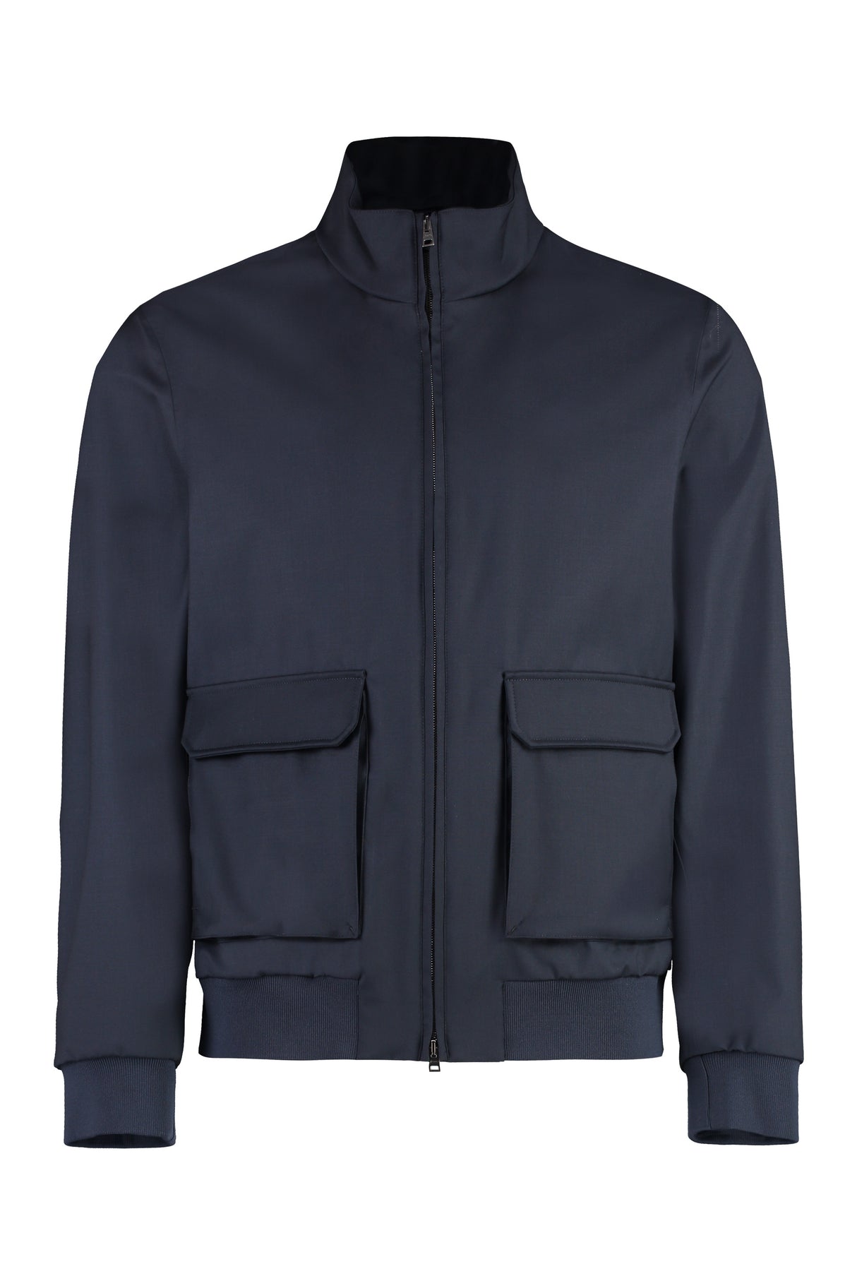 HERNO Navy Wool Layered Bomber Jacket for Men - SS24 Collection