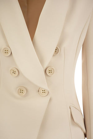 ELISABETTA FRANCHI Double-Breasted Crepe Jacket with Scarf Lapels - Women's Spring/Summer 2024