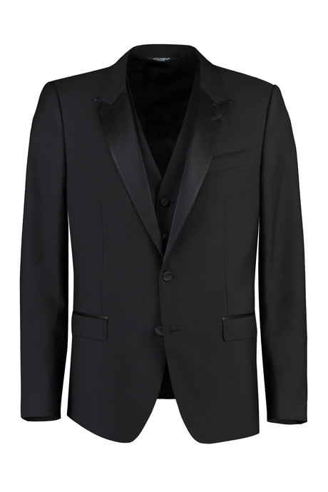 DOLCE & GABBANA Classic Three Piece Dinner Suit for Men - Black