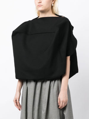 COMME DES GARÇONS Oversized Wool Cropped Top - Black