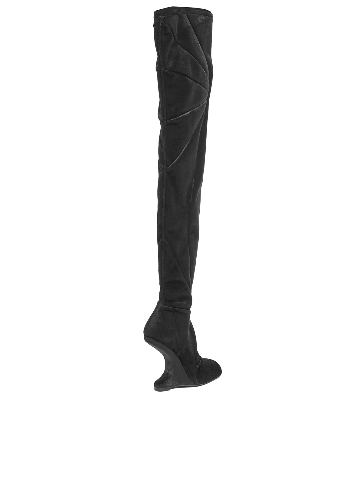 RICKOWENSLILIES Women's Black Velvet Boots for Fall-Winter 2024