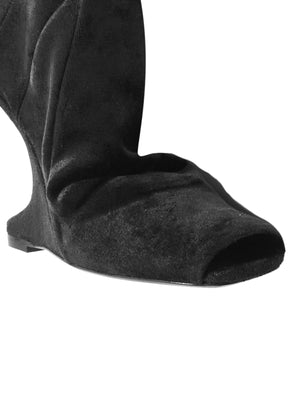 RICKOWENSLILIES Women's Black Velvet Boots for Fall-Winter 2024