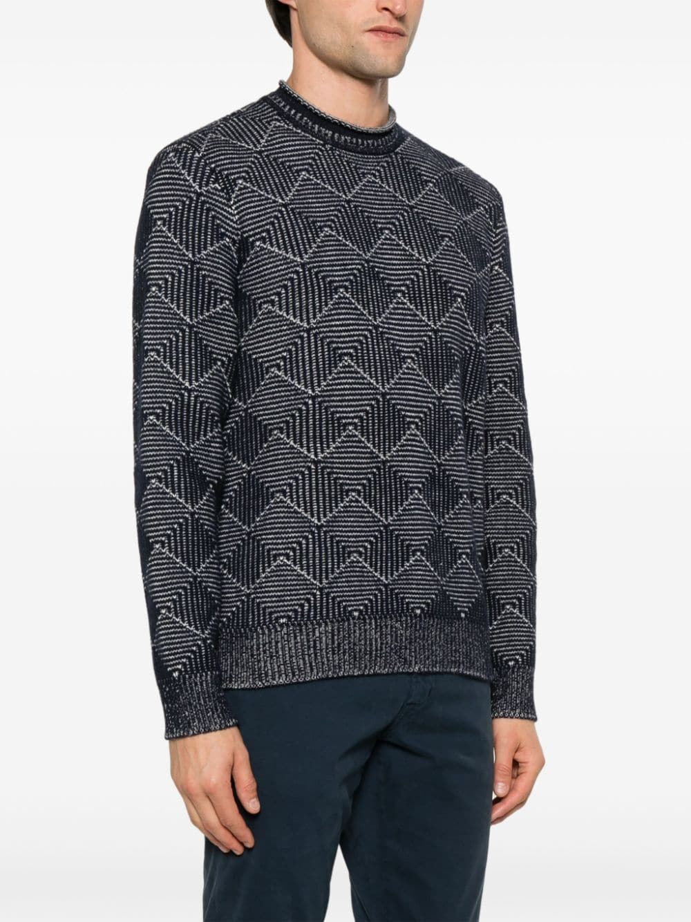 GIORGIO ARMANI Diamond Patterned Jacquard Cashmere Sweater