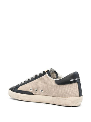 GOLDEN GOOSE Milk/Black Super-Star Net Leather Toe Sneakers for Men - SS23