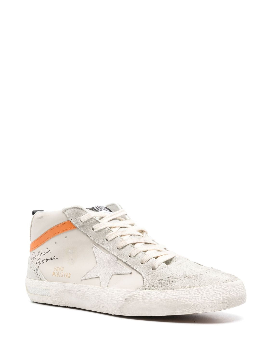 GOLDEN GOOSE Men's Mid Star Distressed Leather Sneakers