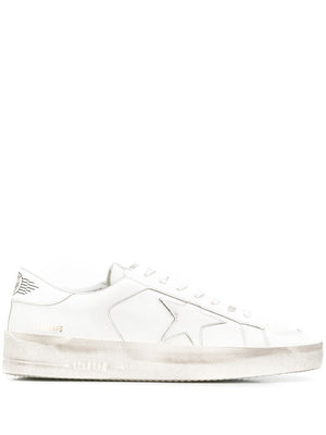 GOLDEN GOOSE Men's White Low Sneakers - Lace Closure, Side Star Patch, and Rubber Sole