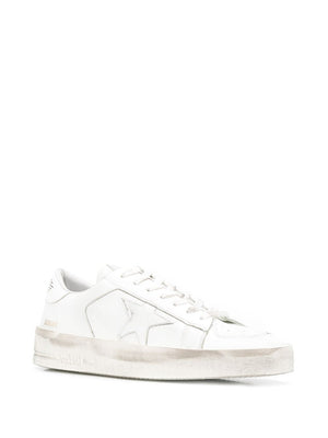 GOLDEN GOOSE Men's White Low Sneakers - Lace Closure, Side Star Patch, and Rubber Sole