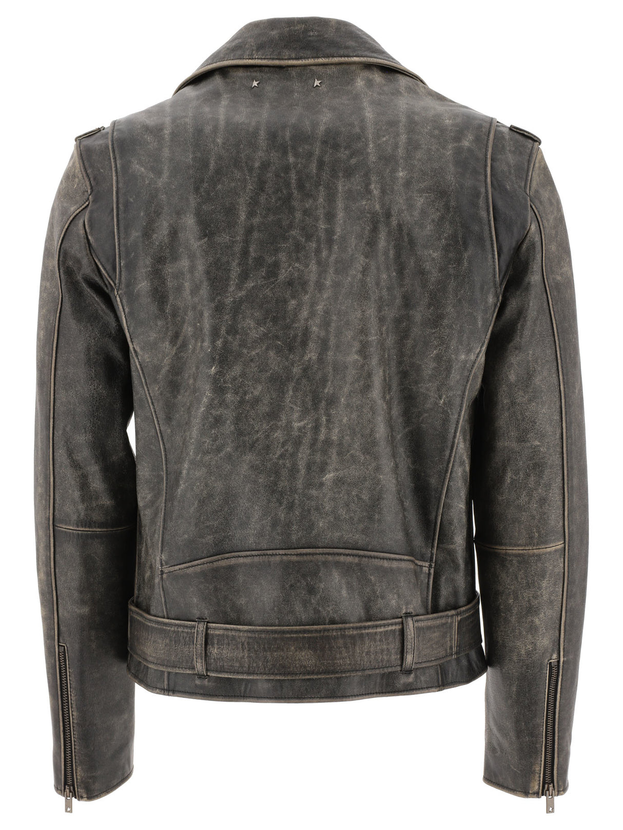 GOLDEN GOOSE Men's Grey Leather Biker Jacket - SS24 Collection