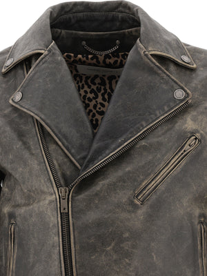 GOLDEN GOOSE Men's Grey Leather Biker Jacket - SS24 Collection