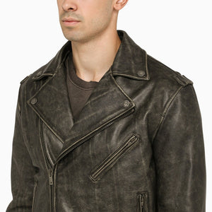 GOLDEN GOOSE Black Biker Leather Jacket for Men - FW23 Collection