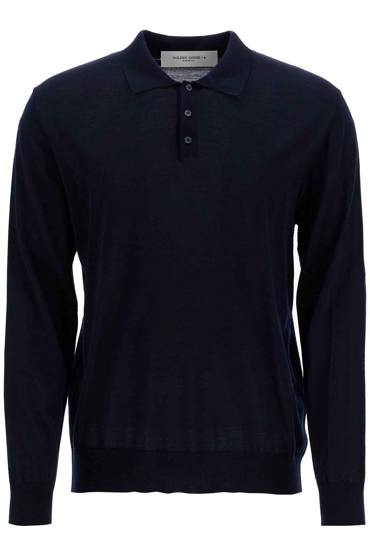 GOLDEN GOOSE Men's Long-Sleeved Wool Polo Shirt - Regular Fit