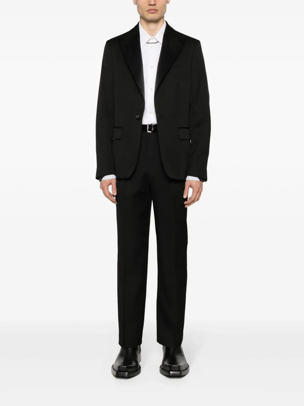 GOLDEN GOOSE Classic Black Wool Tuxedo Pants for Men